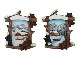 Magnet Winter Holzrahmen Schneehütte 2 assortiert