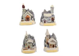 Magnet Winter Kappellen mit Felsen, 4 assortiert