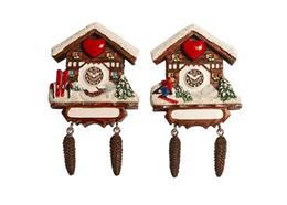 Magnet Winter Kuckucksuhr, 2 assortiert
