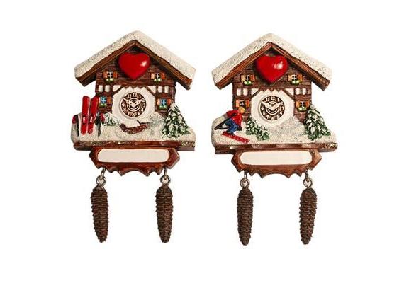 Magnet Winter Kuckucksuhr, 2 assortiert