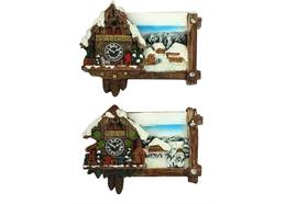 Magnet Winter Kuckucksuhr und Almhäuser, 2 assortiert