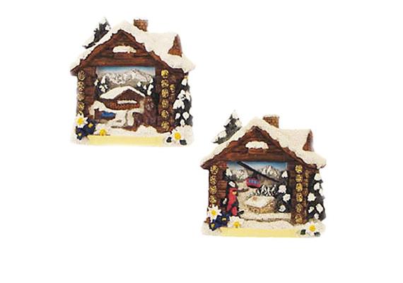 Magnet Winter mit Almhütte, 2 assortiert