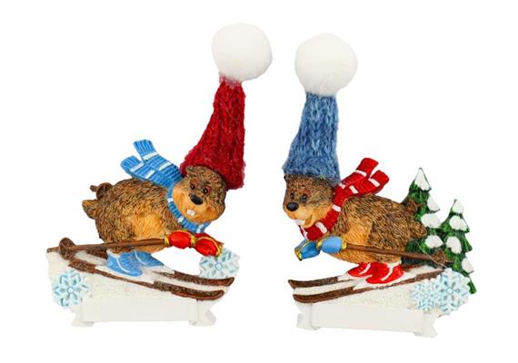 Magnet Winter Murmeltier auf Ski, 2 assortiert