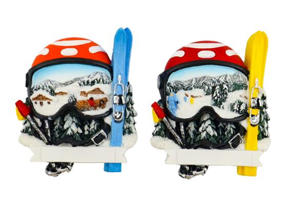Magnet Winter Skihelm mit Ski, 2 assortiert
