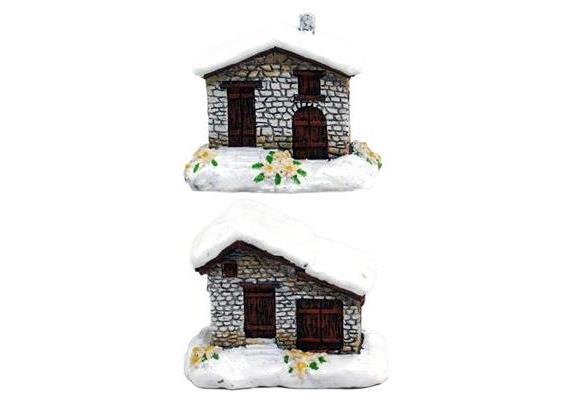 Magnet Winter Steinhaus mit Edelweiss, 2 assortiert