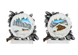 Magnet Winter Tannenzweig silber mit Schnee Bild, 2 assortiert