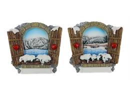 Magnet Winterfenster mit Bergsee, 2 assortiert
