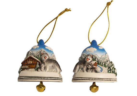 Magnet Winterlandfschaft mit Glocke und Wolf, 2 assortiert