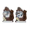 Magnet Winterlandschaft auf Holzbrett mit Bär und Edelweiss, 2 assortiert