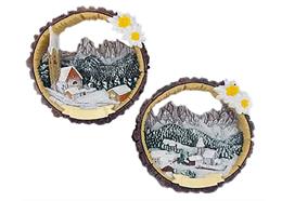 Magnet Winterlandschaft in Holzrinde, 2 assortiert