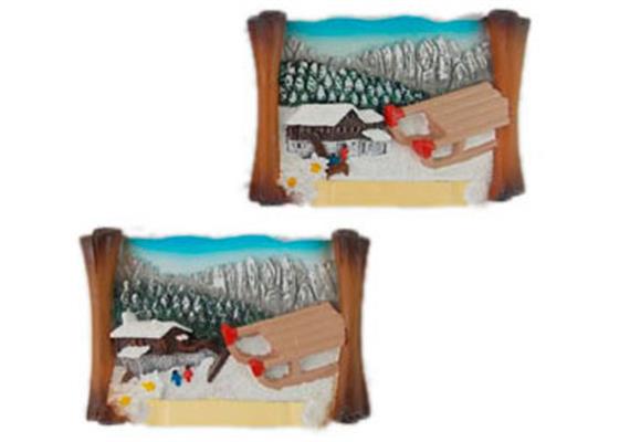 Magnet Winterlandschaft mit Almhäuser, 2 assortiert