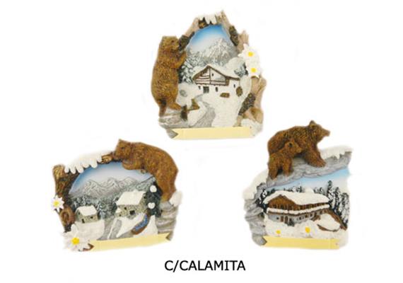 Magnet Winterlandschaft mit Bär, 3 assortiert