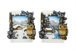 Magnet Winterlandschaft mit Eule, 2 assortiert