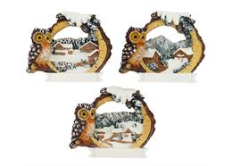Magnet Winterlandschaft mit Eule, 3 assoriert