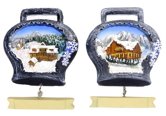 Magnet Winterlandschaft mit Glocke, 2 assortiert