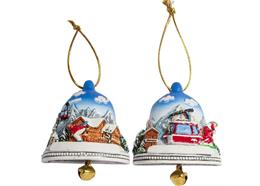 Magnet Winterlandschaft mit Glocke und Skifahrer, 2 assortiert