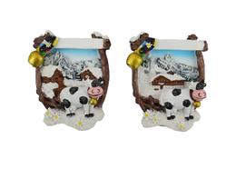 Magnet Winterlandschaft mit Kuh und Glocke, 2 assortiert