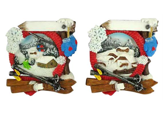 Magnet Winterlandschaft mit Ski, 2 assortiert