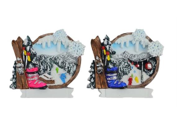 Magnet Winterlandschaft mit Skischuh mit Ski, 2 assortiert