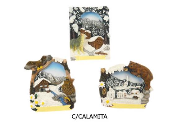 Magnet Winterlandschaft mit Wintertieren, 3 assortiert