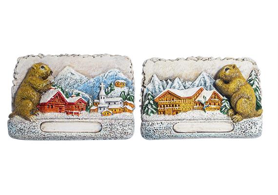 Magnet Winterlandschaft Murmeltier, 2 assortiert