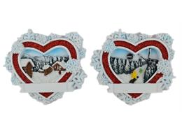 Magnet Winterlandschaft Schneeherz Glitzer 2 assortiert