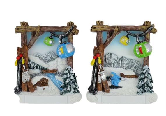 Magnet Winterlandschaft Ski Gondel, 2 assortiert