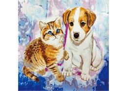 Malen nach Zahlen Bild-Set 50x50cm "Katze & Hund"