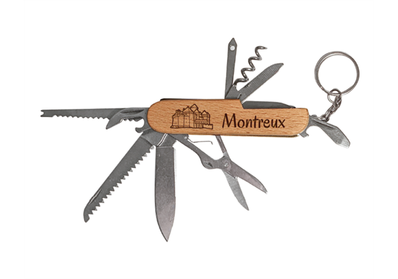 Mehrzweckmesser mit Holzgriff 15 cm, mit Montreux und Schloss Chillon, VE 72 Stk