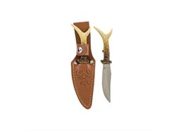 Messer mit Hülle, Hirsch geprägt, Horn Imitation Griff 14 cm
