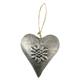 Metall Herz Edelweiss zum aufhängen, silber, 14cm