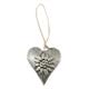 Metall Herz Edelweiss zum aufhängen, silber, 9cm