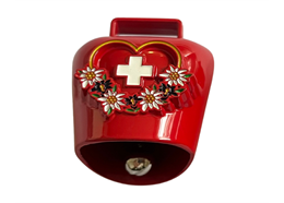 Metall Magnet Glocke Herz Schweizerkreuz mit Edelweiss