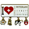 Metall Magnet I love Switzerland, Since 1291 mit Charms, gold
