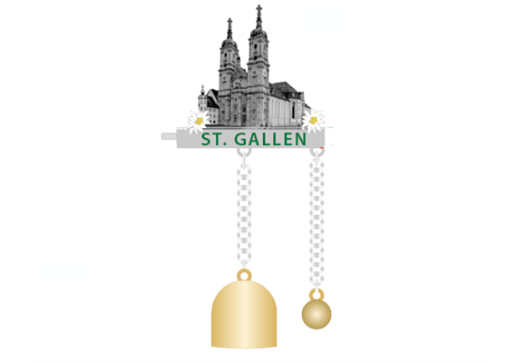 Metall Magnet Kloster St. Gallen und Glocke