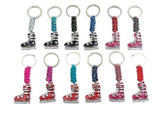Metall-Schlüsselanhänger Skischuh, 2x3cm 12 assortiert