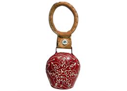 Metallglocke klein flach rot, 7.0 cm