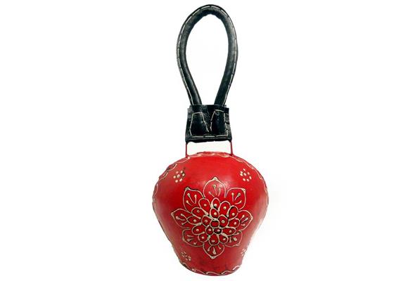 Metallglocke mittel rund rot, 13.0 cm