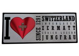 Metallic Magnet I love Switzerland, Since 1291, 12cm