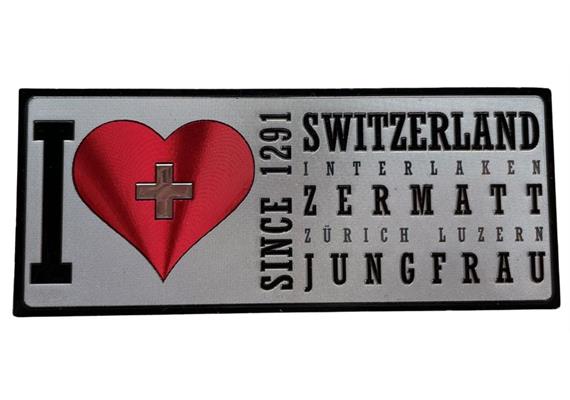 Metallic Magnet I love Switzerland, Since 1291, 12cm