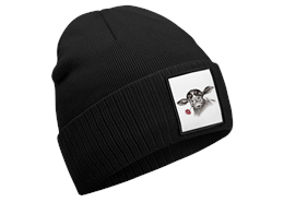Mütze Kalb mit Blume schwarz