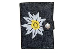 Notizblock in Filzetui grau mit Edelweiss