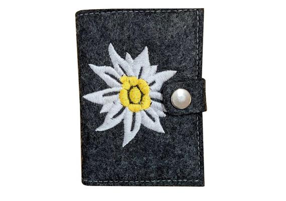 Notizblock in Filzetui grau mit Edelweiss