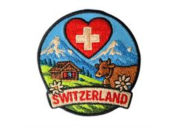 Patch zum Aufbügeln, Alpenlandschaft Switzerland, rund 6cm