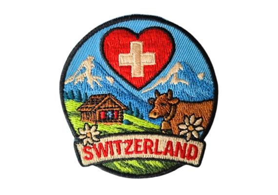 Patch zum Aufbügeln, Alpenlandschaft Switzerland, rund 6cm