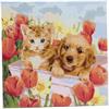 Peinture par numéros set d'images 30x30cm, ""Chien&Chat dans le champ de tulipes"