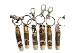 Pfeife Holztiere, als Schlüsselanhänger, 6 assortiert