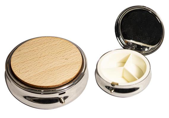Pillendose mit Holzdeckel