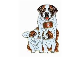 Pin Bernhardiner Familie, 38 x 28 mm