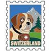 Pin Briefmarke Bernhardiner Switzerland, 25mm